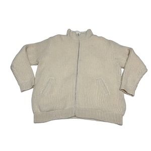 Aran Sweater Market Authentic Ireland Mens Wool Full Zip XL Gray Knit Sweater